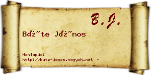 Büte János névjegykártya